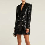 Evelina - pailletter blazer romper med dobbeltradet design