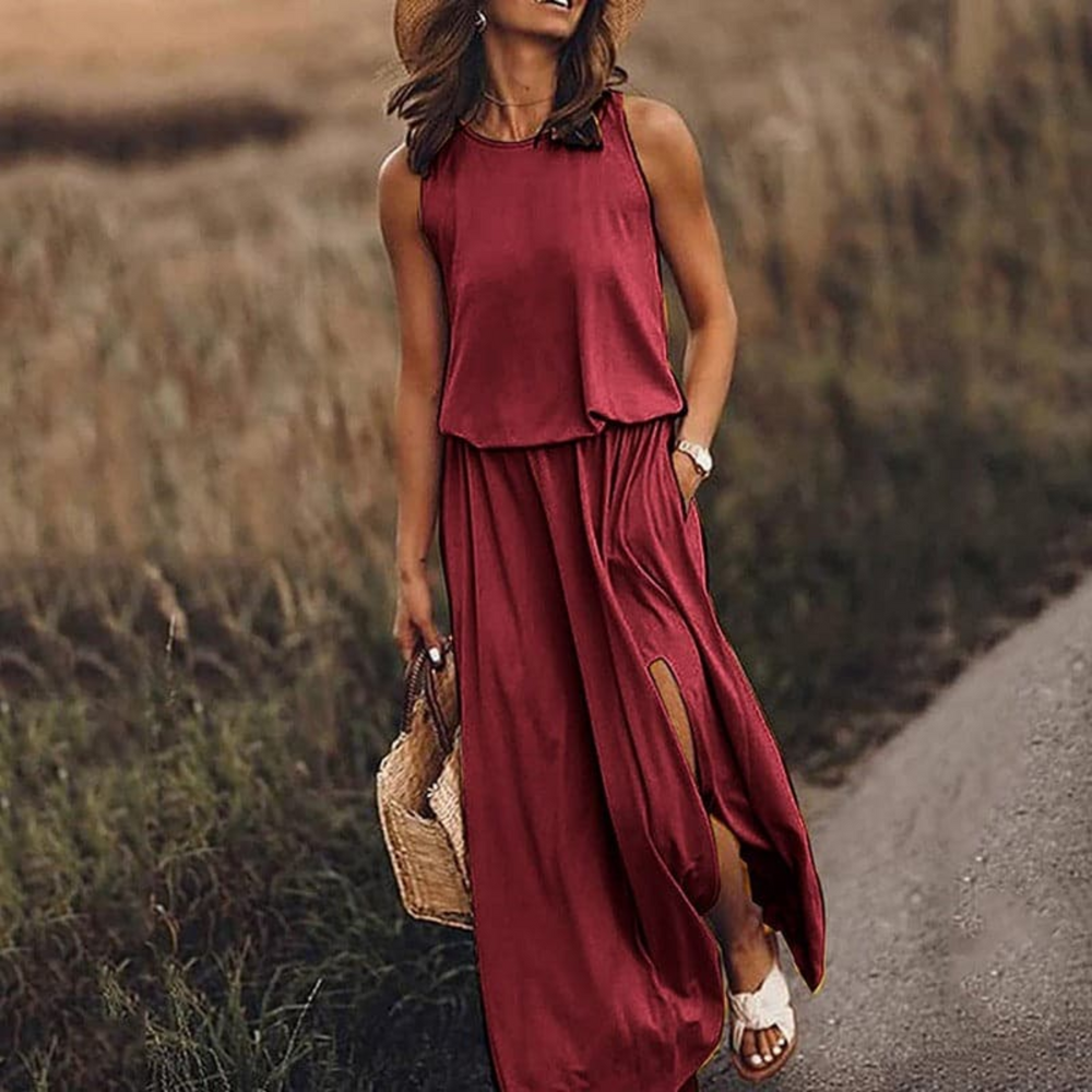MODA Elegant maxikjole med elastisk linning