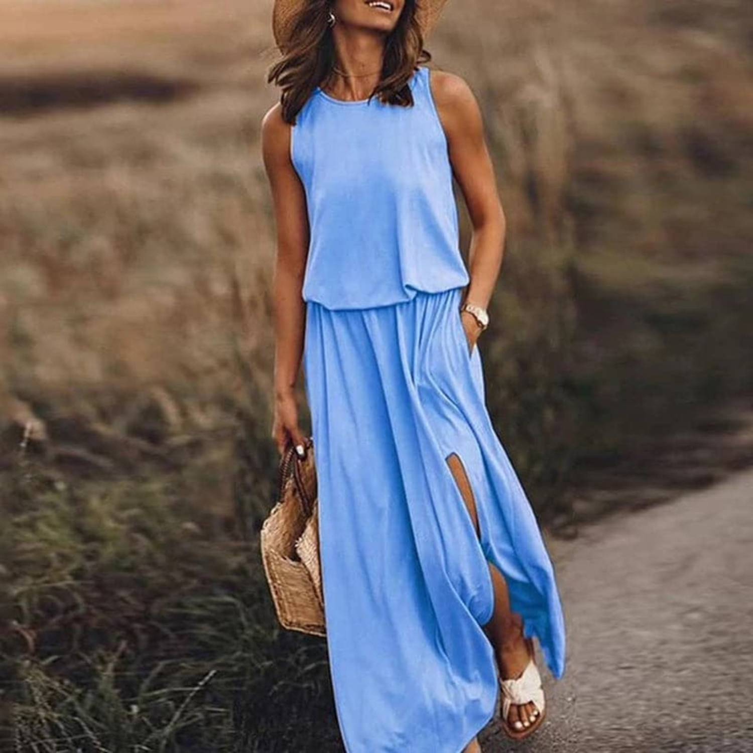 MODA Elegant maxikjole med elastisk linning