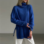 Avril - Oversized jerseybluse med høj krave