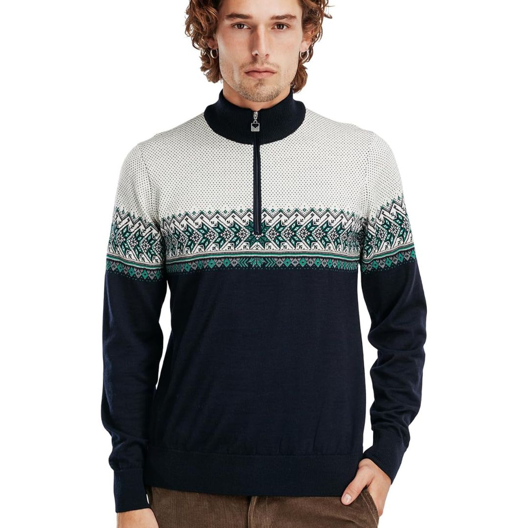 Ethan - Nordisk Mønster Zip-Up Sweater med Ståkrave