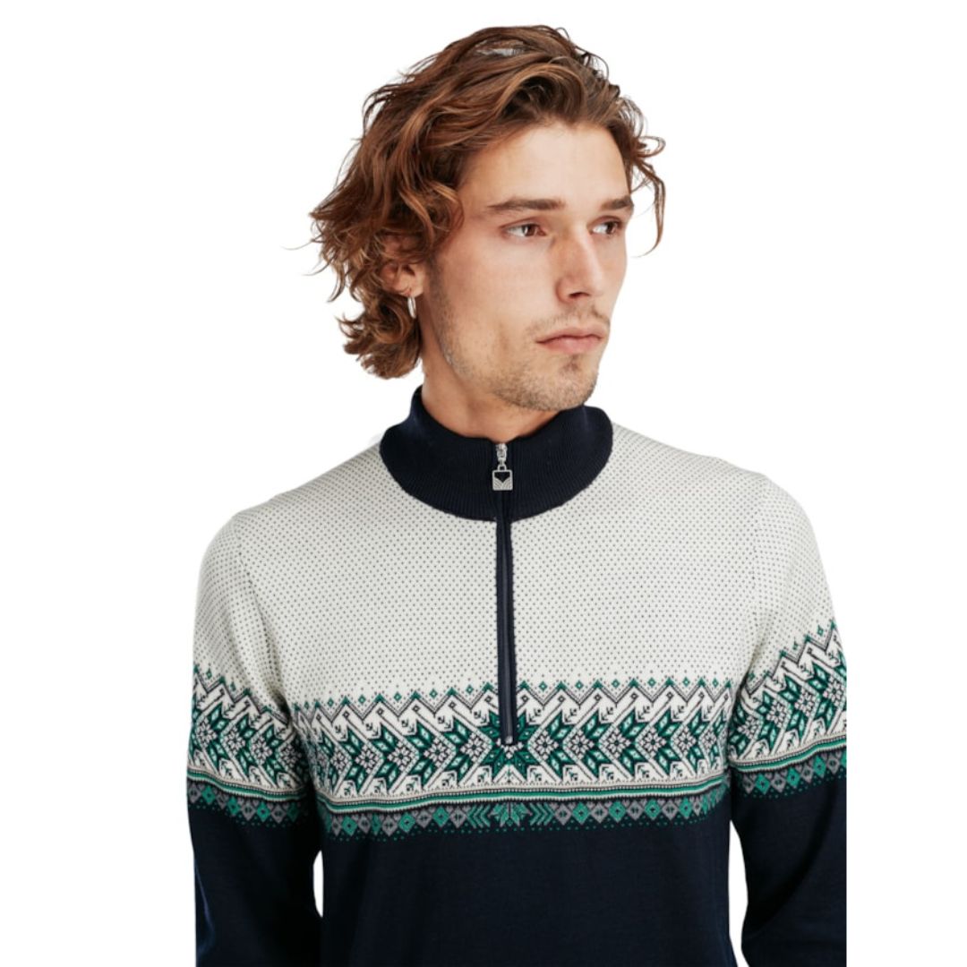 Ethan - Nordisk Mønster Zip-Up Sweater med Ståkrave