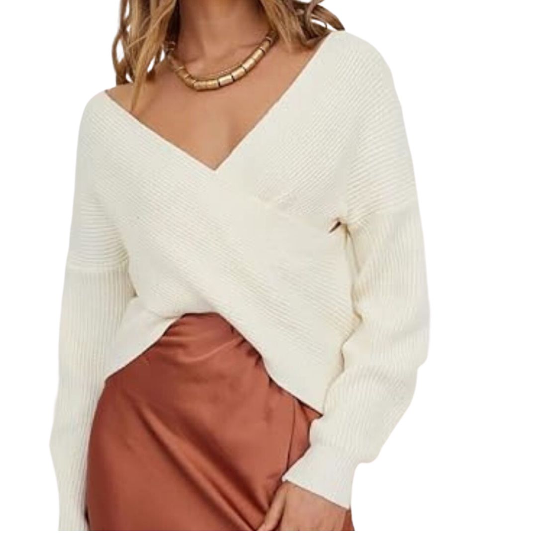 Angelica - Hyggelig Off-Shoulder Strik Sweater i Elfenben