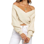 Angelica - Hyggelig Off-Shoulder Strik Sweater i Elfenben