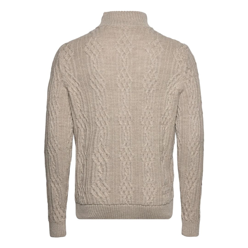 Noah - Klassisk Kabelstrikket Rullekrave Sweater i Creme