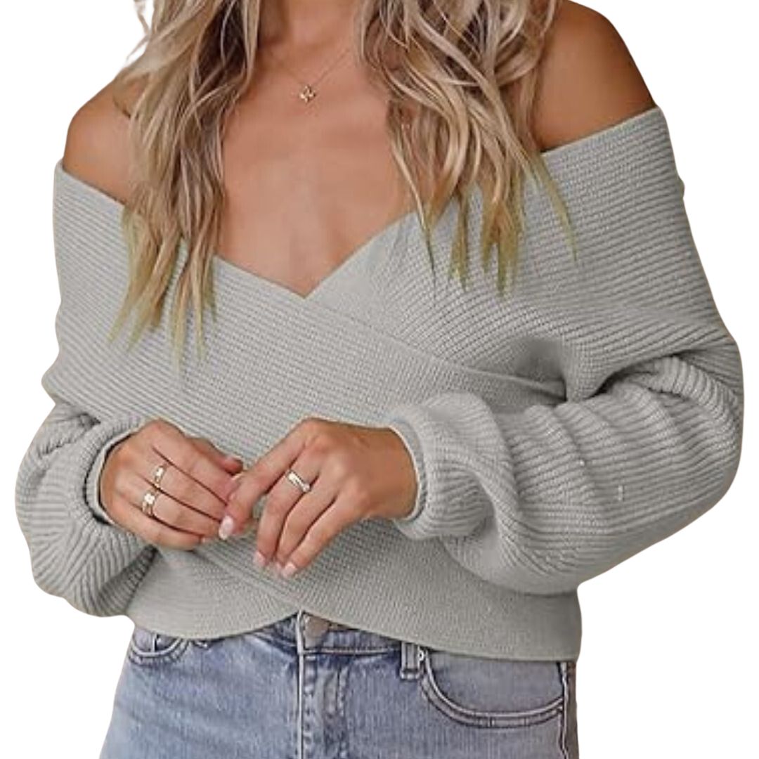 Angelica - Hyggelig Off-Shoulder Strik Sweater i Elfenben