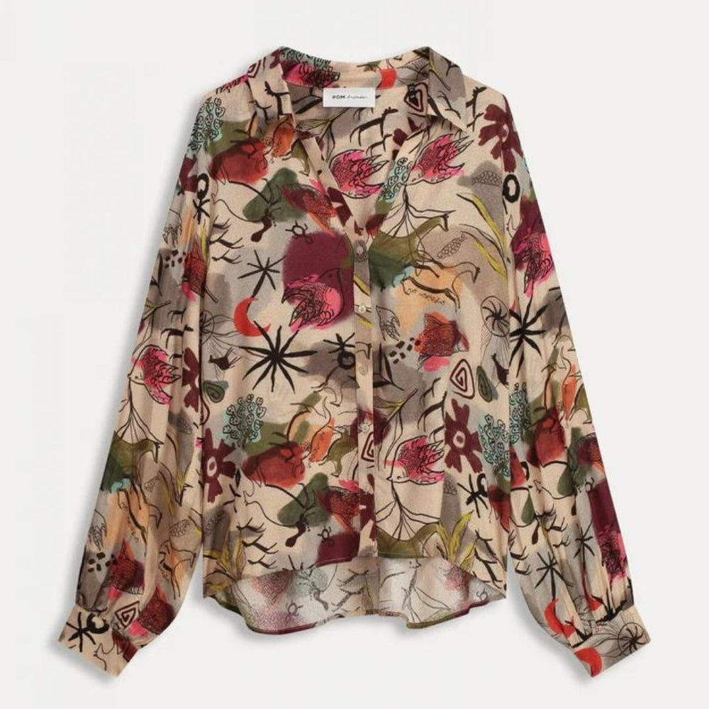 Fiona - Boheme Blomsterprint Bluse med Biskopærmer