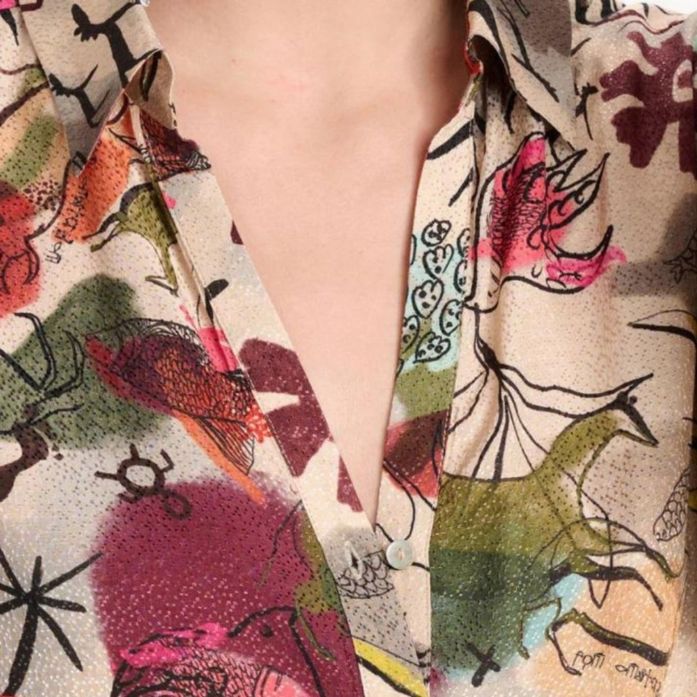 Fiona - Boheme Blomsterprint Bluse med Biskopærmer