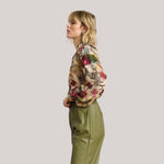 Fiona - Boheme Blomsterprint Bluse med Biskopærmer