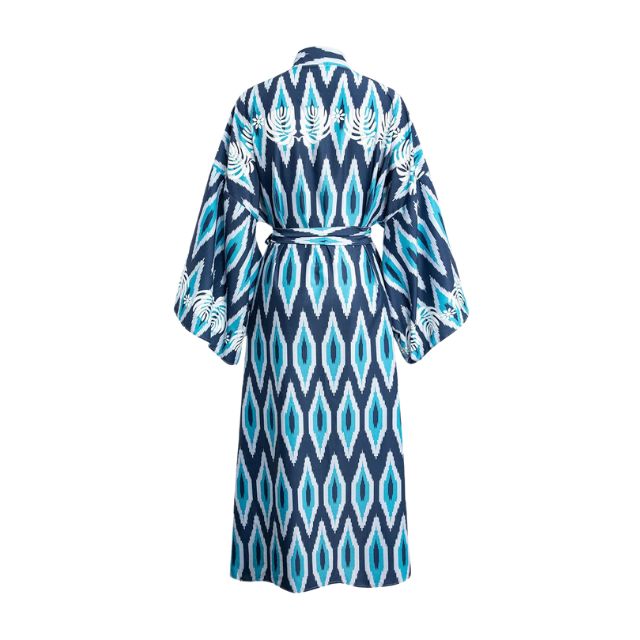 Azura - Ikat-trykt kimono-kåbe med bindebælte