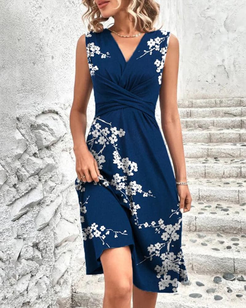 Alina - Elegant ærmeløs blomstret kjole