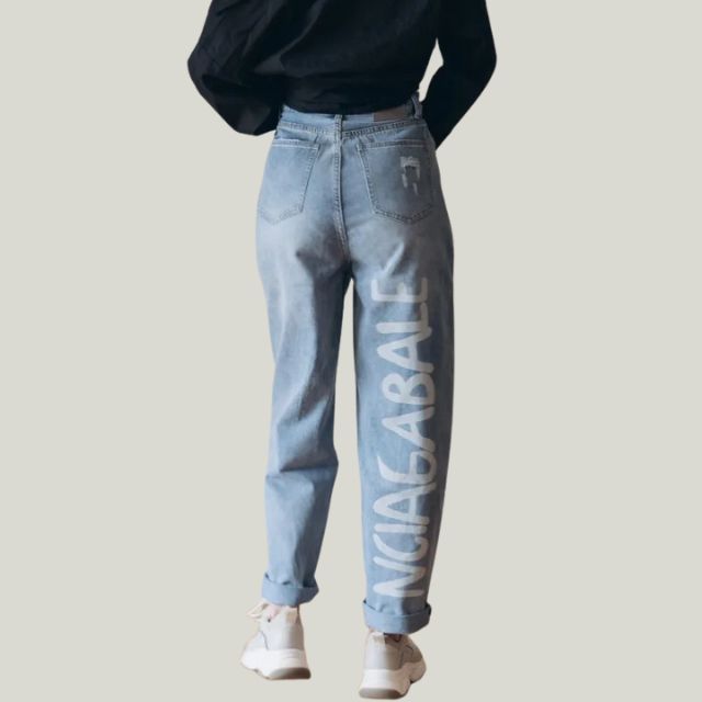 Rostro - Rippede jeans med høj talje med en løs pasform