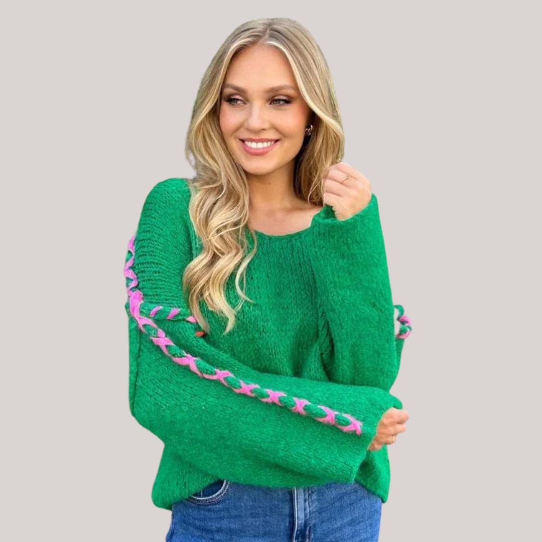 Charme - Off-Shoulder Sweater med Snøret Ærmer