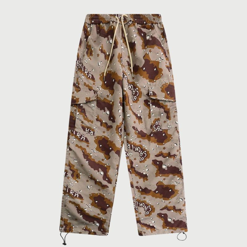 Alexis - vintage camo cargo bukser med lige pasform