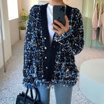 Bianca - Slående tweed blazer med frynsede kanter