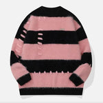 Mila - Fluffy mohair sweater med striber