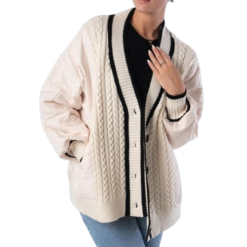 Neeko - Tofarvet kabelstrikket cardigan