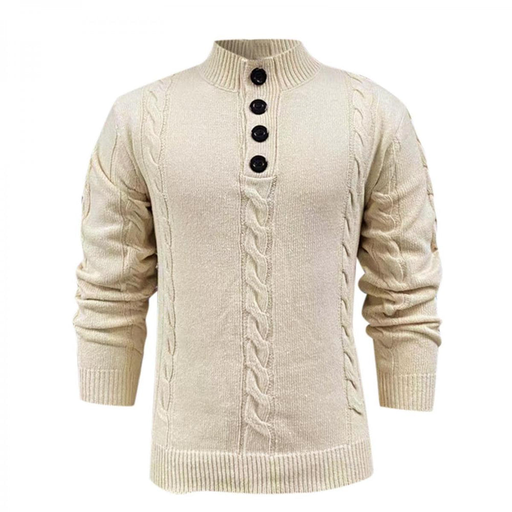 Wyatt - Klassisk kabelstrik Henley sweater med ribkant