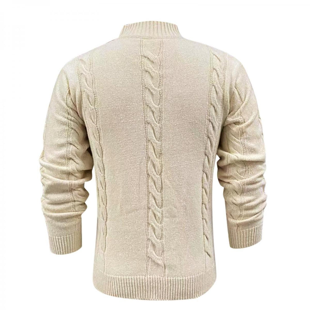 Wyatt - Klassisk kabelstrik Henley sweater med ribkant