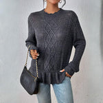 Avery - Hyggelig Kabelstrikket Pullover Sweater i Kul