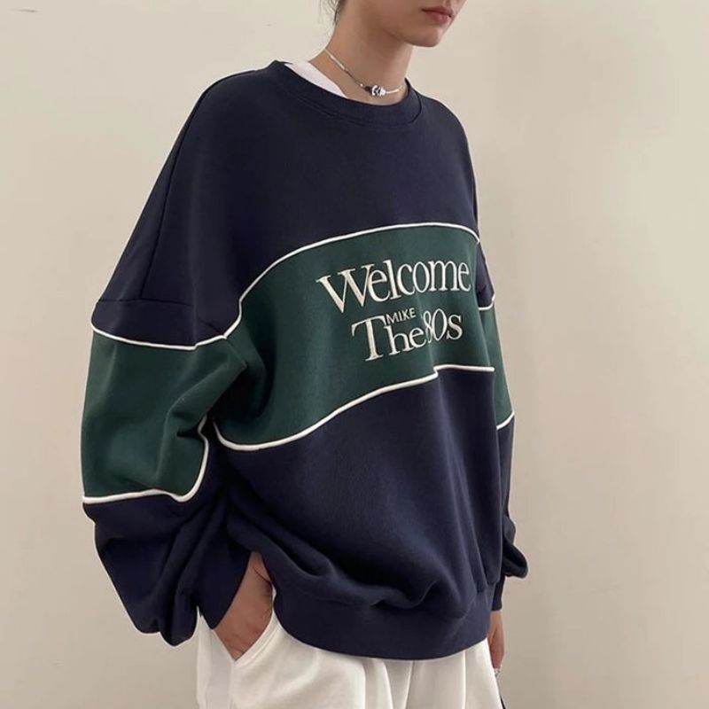 Maxine - retro sweatshirt med "Welcome the 80s"-skrift