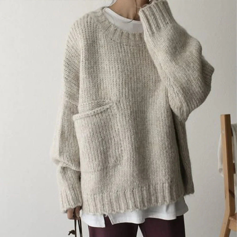 Harmony - Oversize Ribbet Sweater med Lagdelt Kant