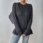 Avery - Hyggelig Kabelstrikket Pullover Sweater i Kul