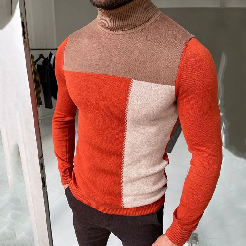 Logan - Moderne Turtleneck Sweater med Farveblok