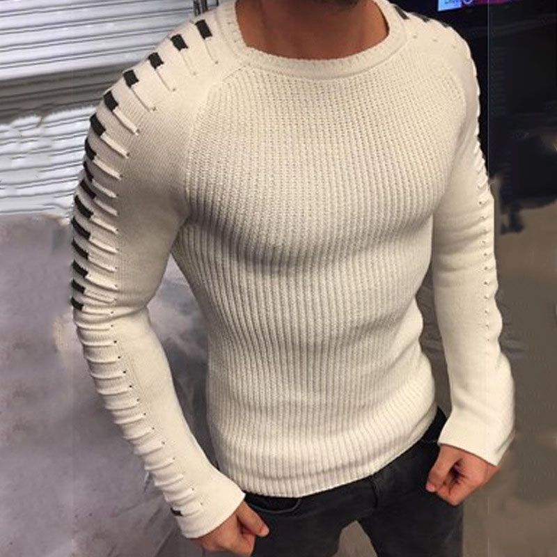 Felix - Slim-Fit Rundhals Sweater med Skulderdetalje