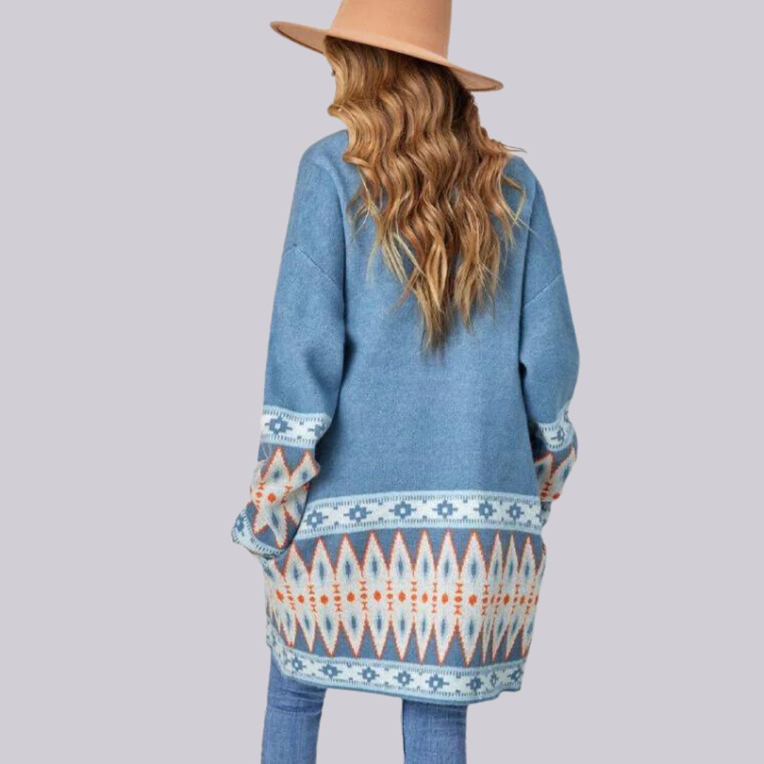 Harper - Boho Chic Åben Cardigan med Tribal Kant