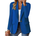 Casual solid langærmet smal lomme med spænde dame blazer - Ari