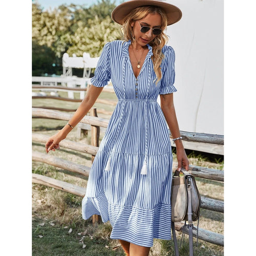MODA collae kvast, stribet lang sommerkjole