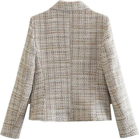 Mia - Chic Tweed Blazer med Dobbeltbrystet Design