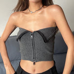 Layla - Moderne crop top med lynlås foran