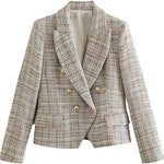 Mia - Chic Tweed Blazer med Dobbeltbrystet Design