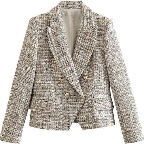 Mia - Chic Tweed Blazer med Dobbeltbrystet Design