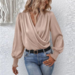 Vivien - Feminin elegance: elegant draperet crossover-bluse med V-udskæring