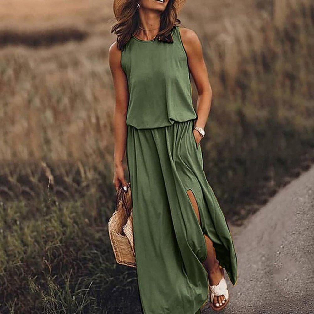 MODA Elegant maxikjole med elastisk linning