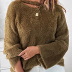 Hazel - Blød V-hals Fuzzy Sweater