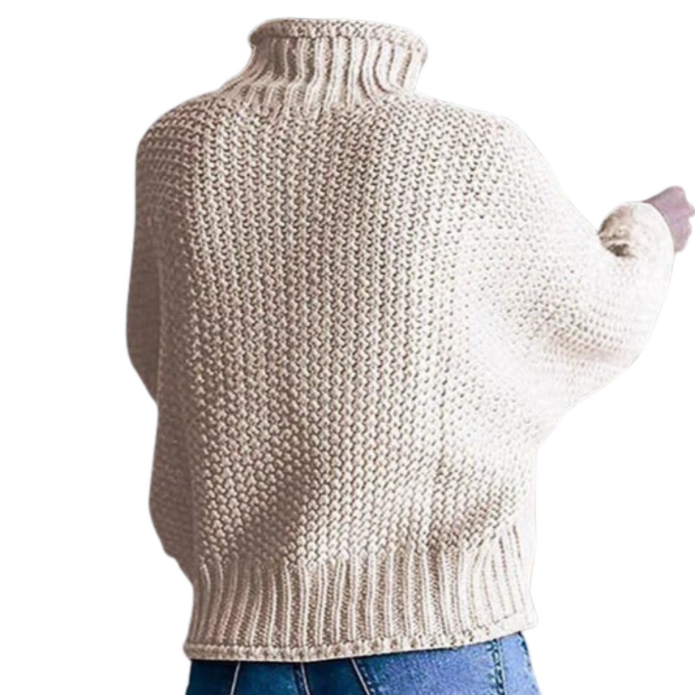 Harper - Chunky Strikket Rullekrave Sweater i Creme