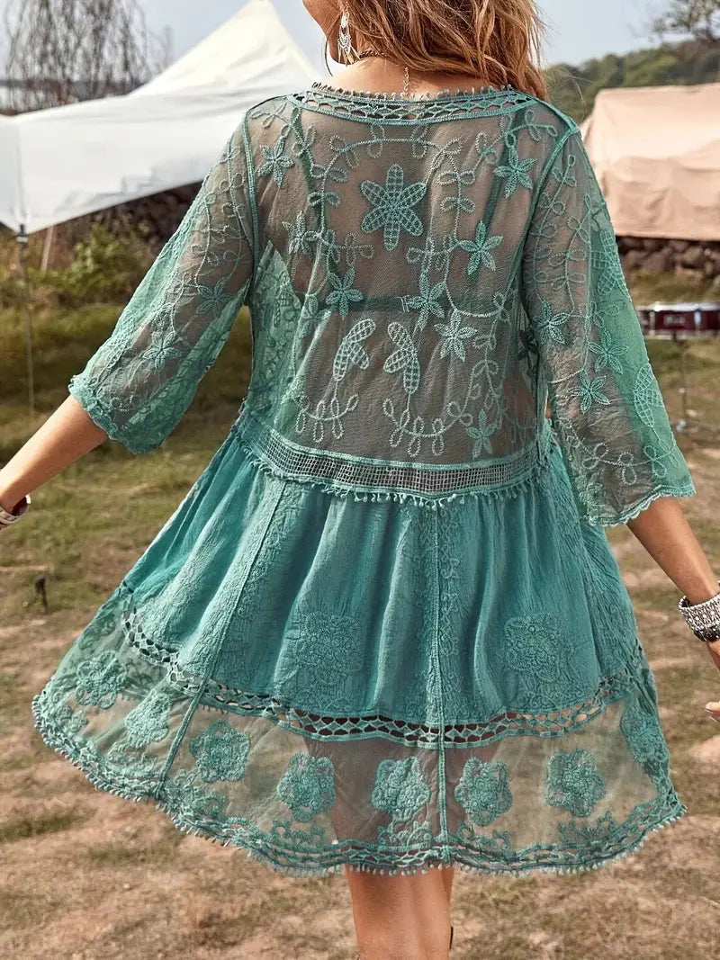 Bikini-overtræk - Lace - Se igennem - Cover Up-kjole - Boho-stil