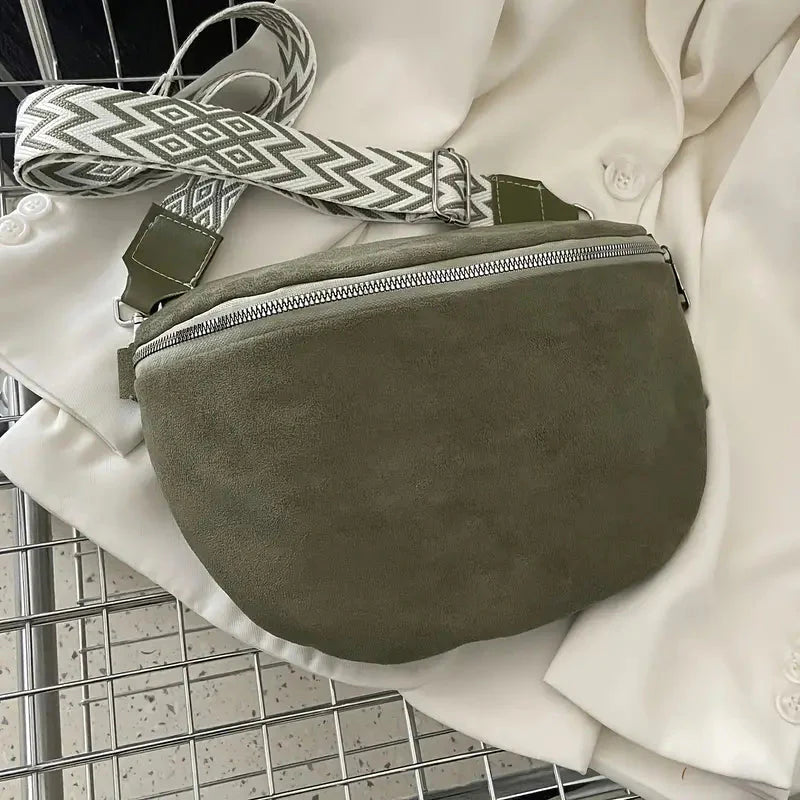 Bum taske - Lynlås - Bred rem - Halvmåne-taske - Crossbody-taske