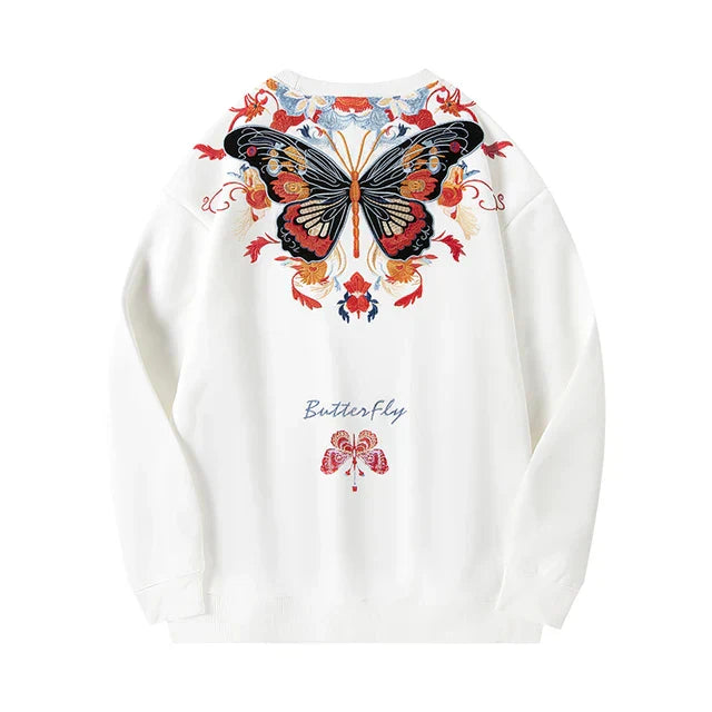 Mariposa - Broderet sweater med farverigt sommerfugledesign