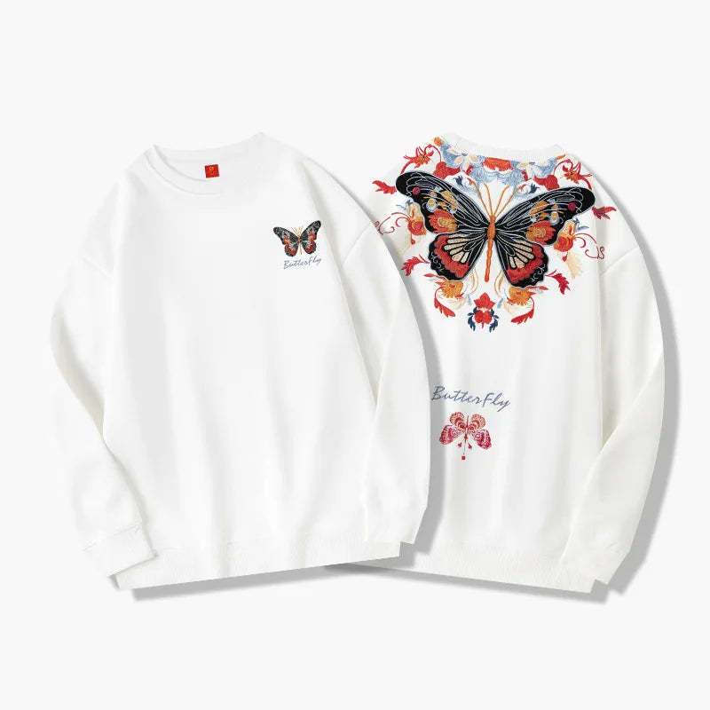 Mariposa - Broderet sweater med farverigt sommerfugledesign