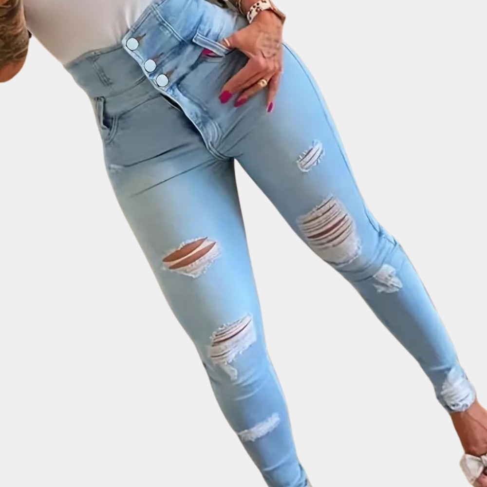 Vibrant Blå Slidte Jeans | Denim | Rå & Stilfuld