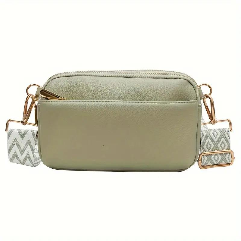 Crossbody-taske, bred rem, PU-læder, bum bag, minitaske