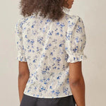 Dahlia - vintage blomstret bluse med blondekant