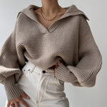 Natalia - Strukturstrikket sweater med krave