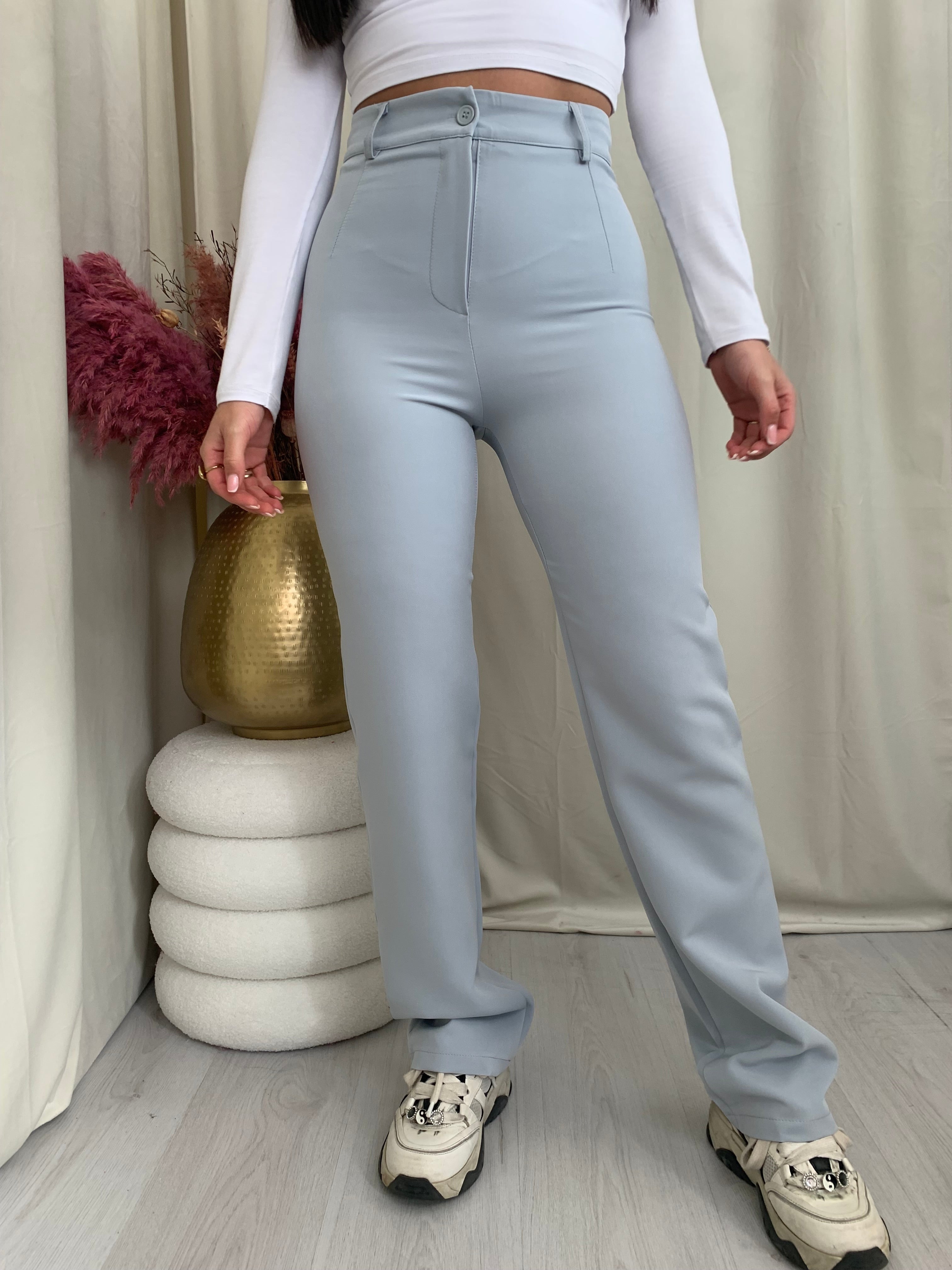 Højtaljede Bukser | Sort | Slim Fit & Komfortabel