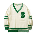 Everett - varsity sweater med stribede manchetter og monogram